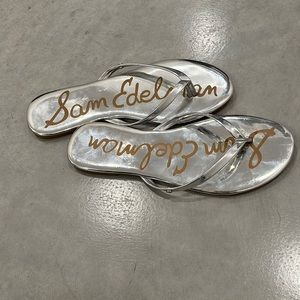 Sam Edelman silver flip flops